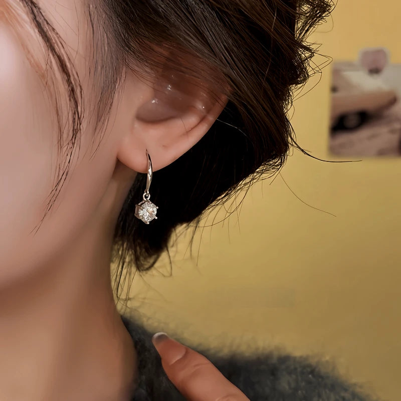 Close-up detail of the sparkling zircons and plating on the Ear Hooks