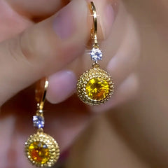 14K Gold-Plated Elegant Zircon Diamond Earrings - elegant Zircon Dangle Earrings