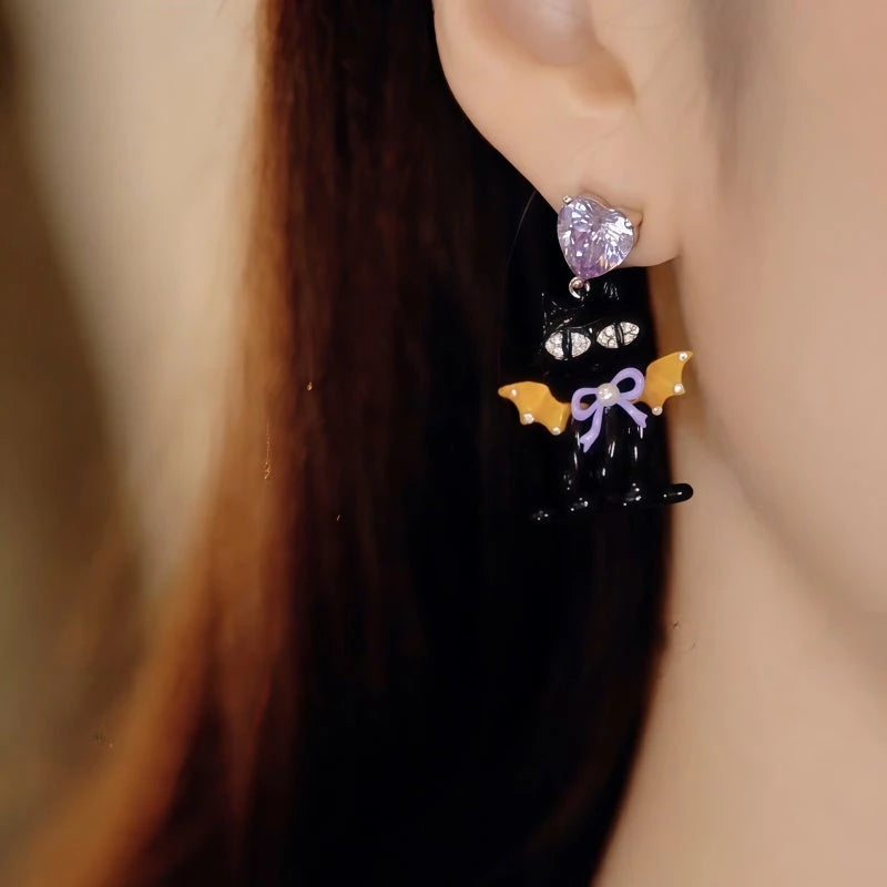 Close-up detail of the sparkling zircons and plating on the Kitty Earrings