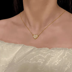 14K Gold-Plated Elegant Zircon Diamond Heart Magnetic Necklace - beautiful Magnetic Necklace