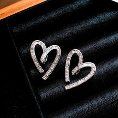 Close-up detail of the sparkling zircons and plating on the Heart Studs