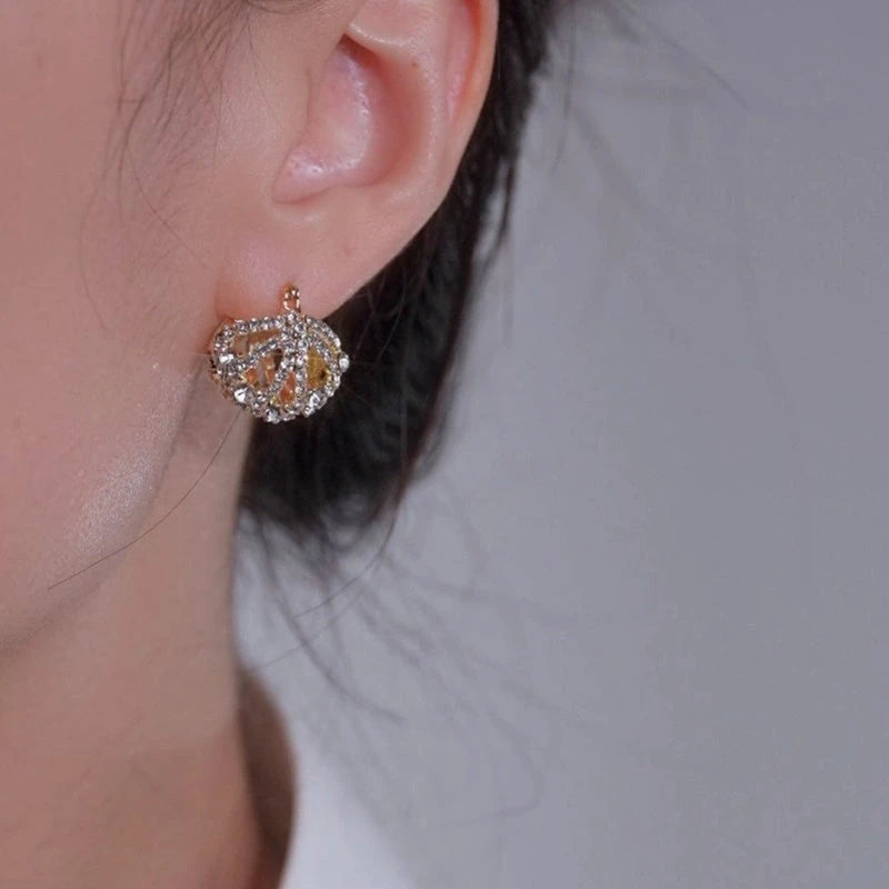 14K Gold-Plated Elegant Zircon Diamond Hollow Cradle Earrings - elegant Cradle Earrings