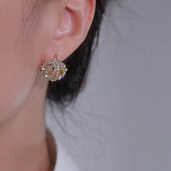 14K Gold-Plated Elegant Zircon Diamond Hollow Cradle Earrings - elegant Cradle Earrings