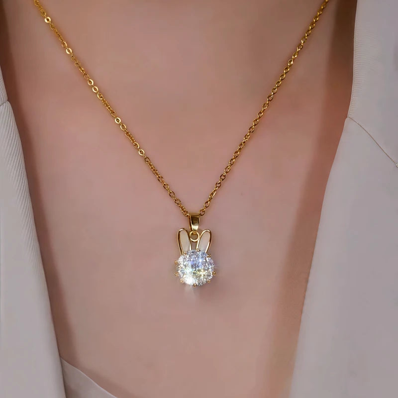Close-up of the pendant and clasp on the Bunny Necklace