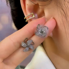 14K Gold-Plated Elegant Zircon Diamond Rotatable Windmill Earrings - elegant Windmill Earrings