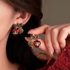 14K Gold-Plated Elegant Zircon Diamond Star And Heart Saturn Earrings - elegant Saturn Earrings