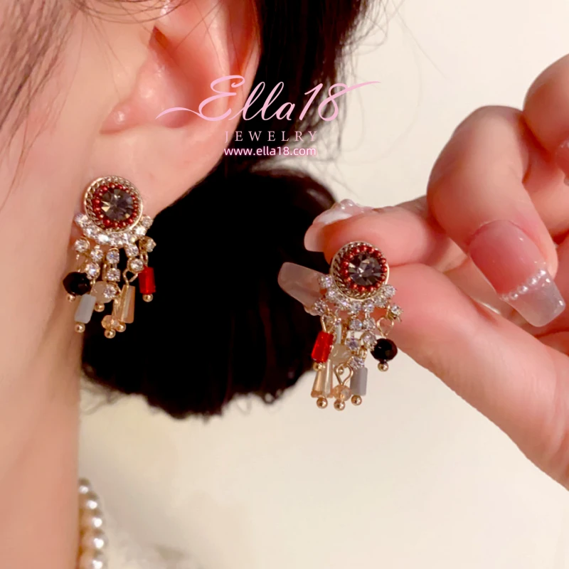 14K Gold-Plated Elegant Zircon Diamond Tassel Earrings - elegant Tassel Earrings