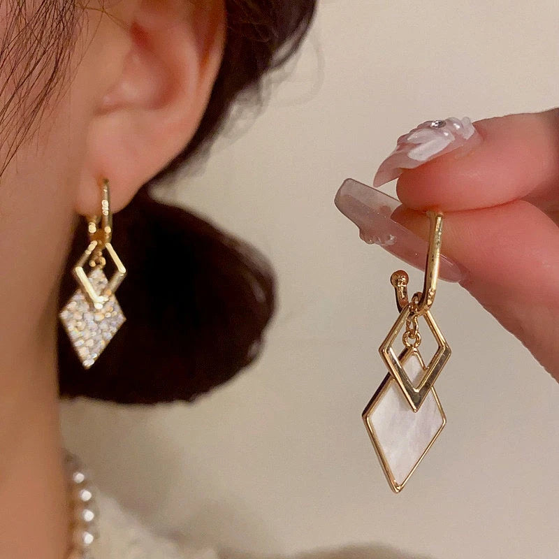 14K Gold-Plated Elegant Zircon Diamond Tassel Earrings - elegant Gold Tassel Earrings