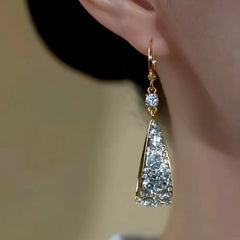 Close-up detail of the sparkling zircons and plating on the Long Tassel Earrings