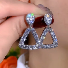 14K Gold-Plated Elegant Zircon Diamond Tassel Earrings - elegant Gold Tassel Earrings