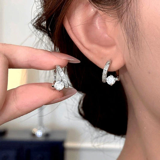 14K Gold-Plated Elegant Zircon Diamond Twisted Earrings - elegant Twisted Earrings