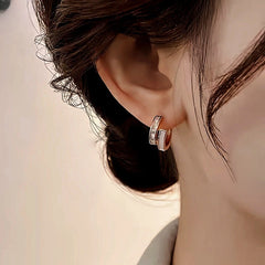 14K Gold-Plated Elegant Zircon Double-Layer Earrings - elegant Double-Layer Hoops