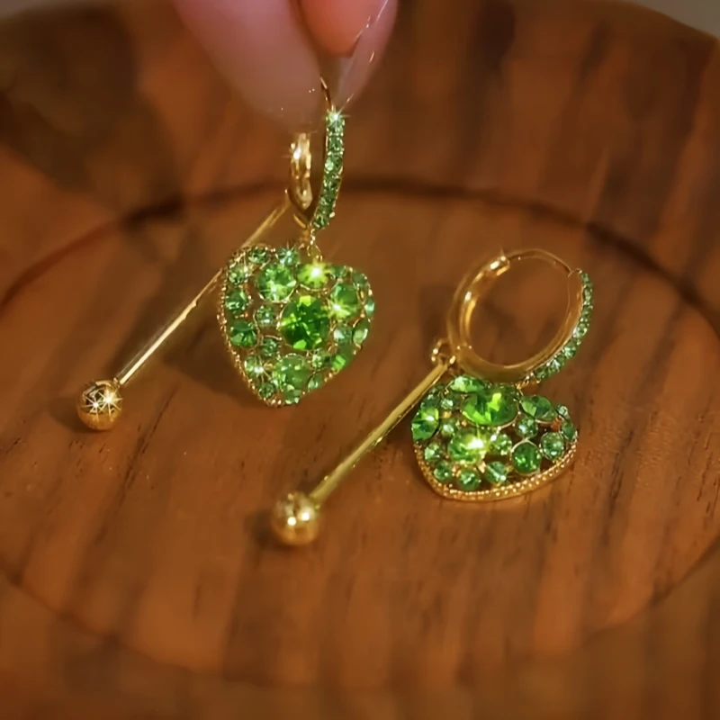 Perfect green heart earrings for adding glamour to any outfit