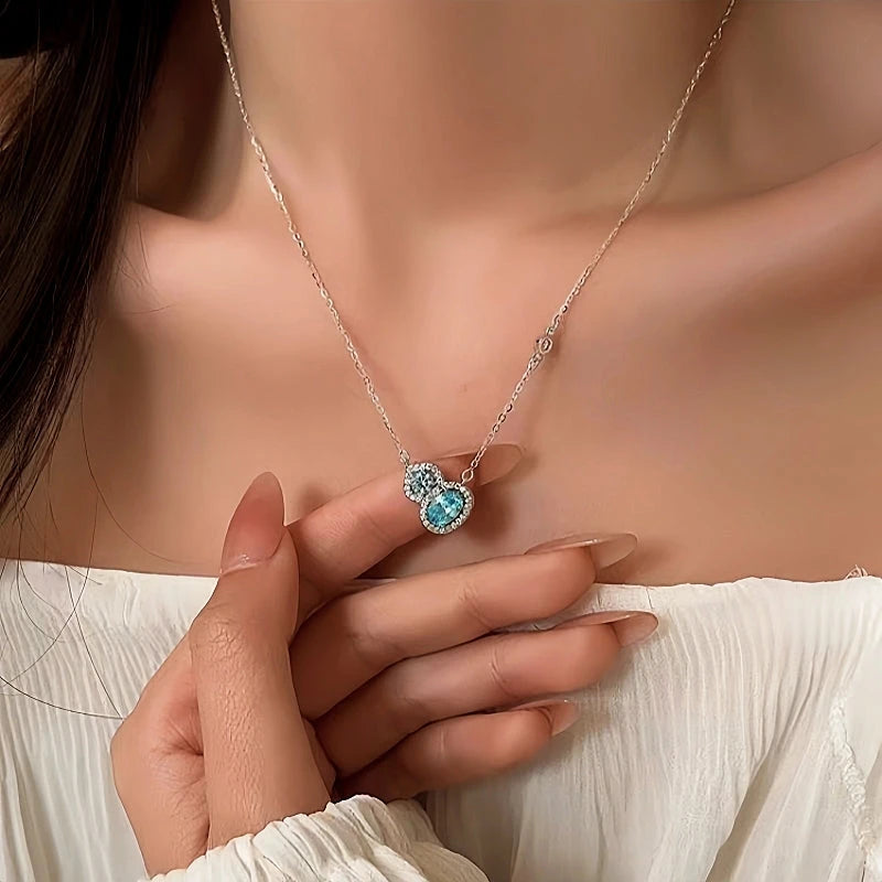 14K Gold-Plated Elegant Zircon Gourd Clavicle Necklace - beautiful gold gourd necklace