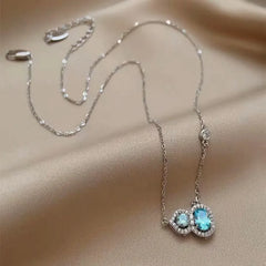 14K Gold-Plated Elegant Zircon Gourd Clavicle Necklace worn to showcase its length and pendant detail