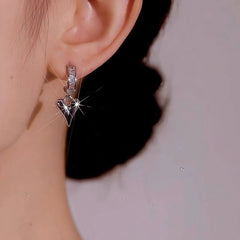 14K Gold-Plated Elegant Zircon Heart Earrings - elegant gold heart earrings