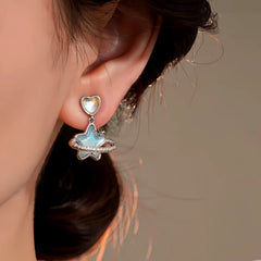 Angled view of the 14K Gold-Plated Elegant Zircon Heart Earrings