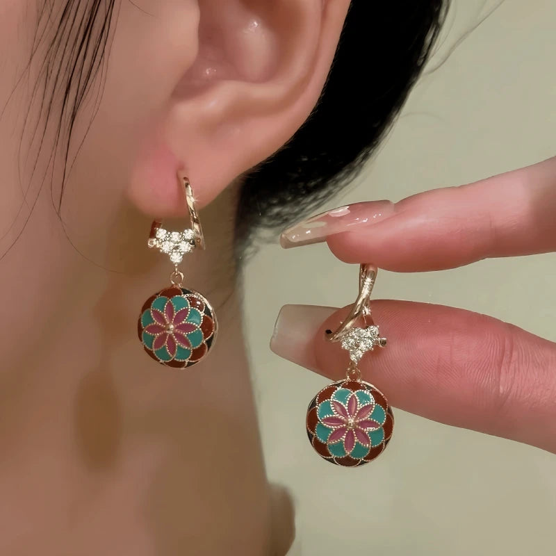 14K Gold-Plated Elegant Zircon Heart Oil Drop Earrings - elegant gold heart earrings