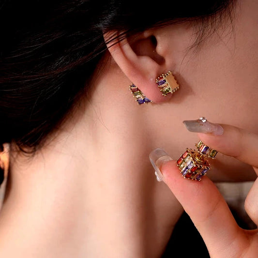 14K Gold-Plated Elegant Zircon Jacket Earrings - elegant gold jacket earrings