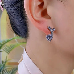 14K Gold-Plated Elegant Zircon Moon Star Stud Earrings - elegant gold star earrings