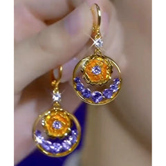 Close-up detail of the sparkling zircons and plating on the Diamond Flower Earrings