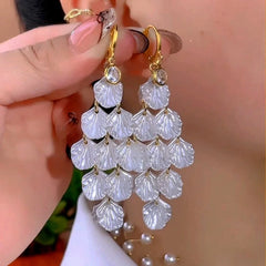 14K Gold-Plated Elegant Zircon Shell Earrings - elegant Zircon Shell Earrings