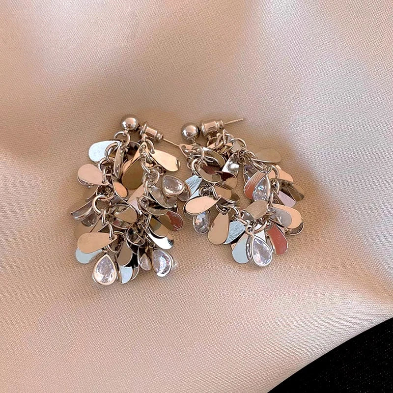 14K Gold-Plated Elegant Zircon Tassel Earrings - elegant Art Deco Tassel Earrings