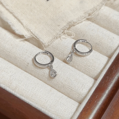 Angled view of the 14K Gold-Plated Elegant Zircon Water Drop Earrings