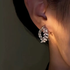 Close-up detail of the sparkling zircons and plating on the Wheat Dangle Earrings