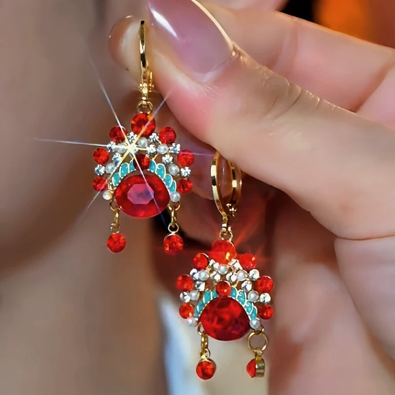 14K Gold-Plated Elegant Zircon Wreath Tassel Earrings - elegant Wreath Tassel Earrings