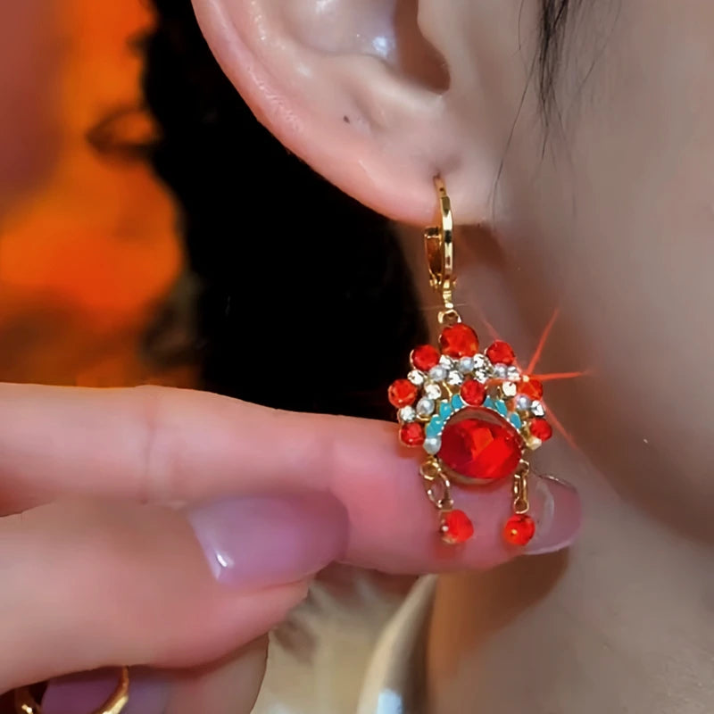 Close-up detail of the sparkling zircons and plating on the Wreath Tassel Earrings