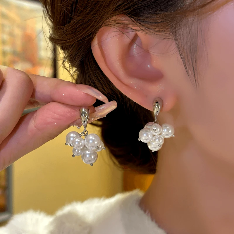 14K Gold-Plated Exquisite Grape Bead Tassel Earrings - elegant Grape Bead Tassel Earrings