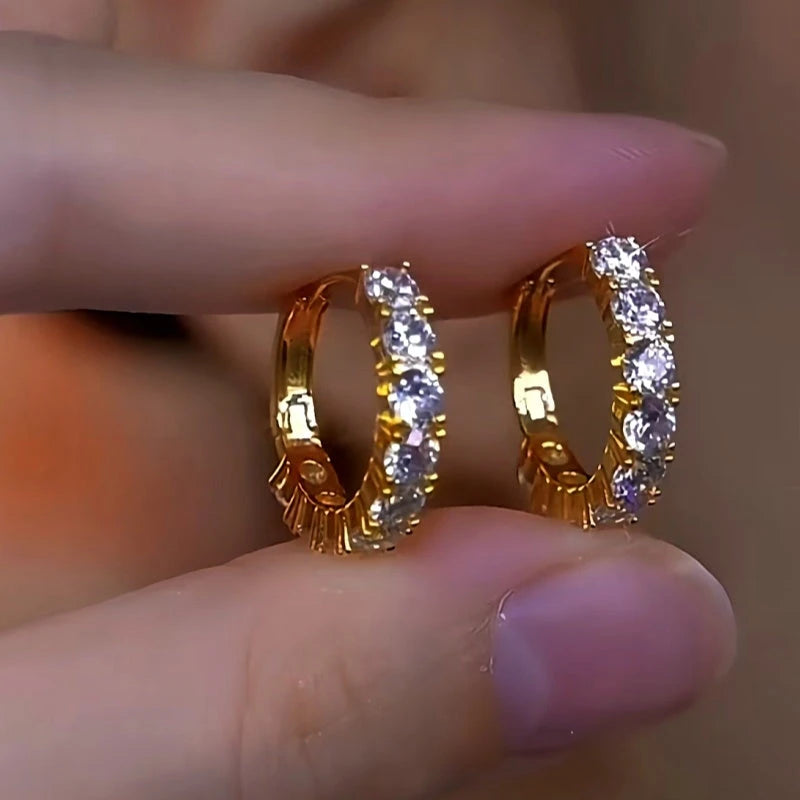 14K Gold-Plated Exquisite Hot Style Zircon Hoop Earrings - elegant Hot Style Zircon Hoop Earrings