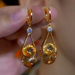 14K Gold-Plated Exquisite Zircon Water Drop Earrings - elegant Zircon Water Drop Earrings
