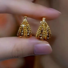 14K Gold-Plated Firework Tassel Bead Earrings - elegant Firework Tassel Earrings