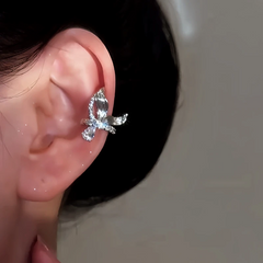 Close-up detail of the sparkling zircons and plating on the Fishtail Ear Bone Clips