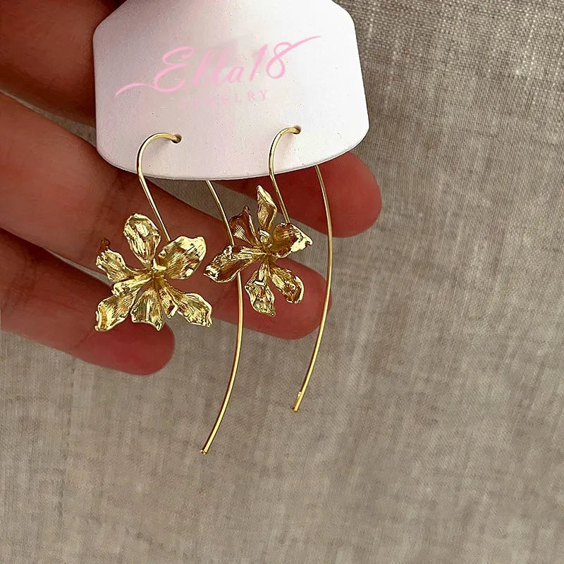 Close-up detail of the sparkling zircons and plating on the Flower Ear Hook