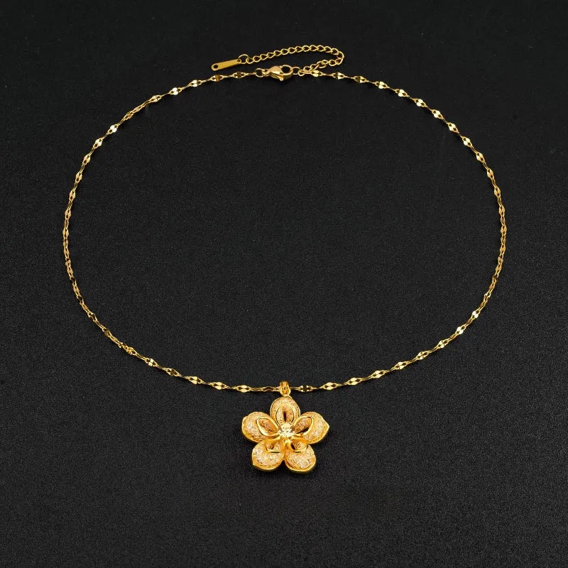 Close-up of the pendant and clasp on the Flower Pendant Necklace