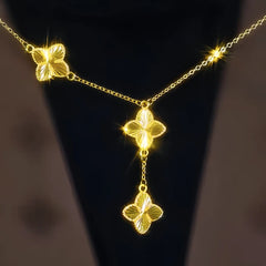 14K Gold-Plated Four-Leaf Clover Necklace - beautiful Classic Clover Necklace