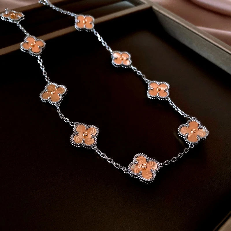 Detailed view of the 14K Gold-Plated Four-Leaf Clover Necklace chain and pendant