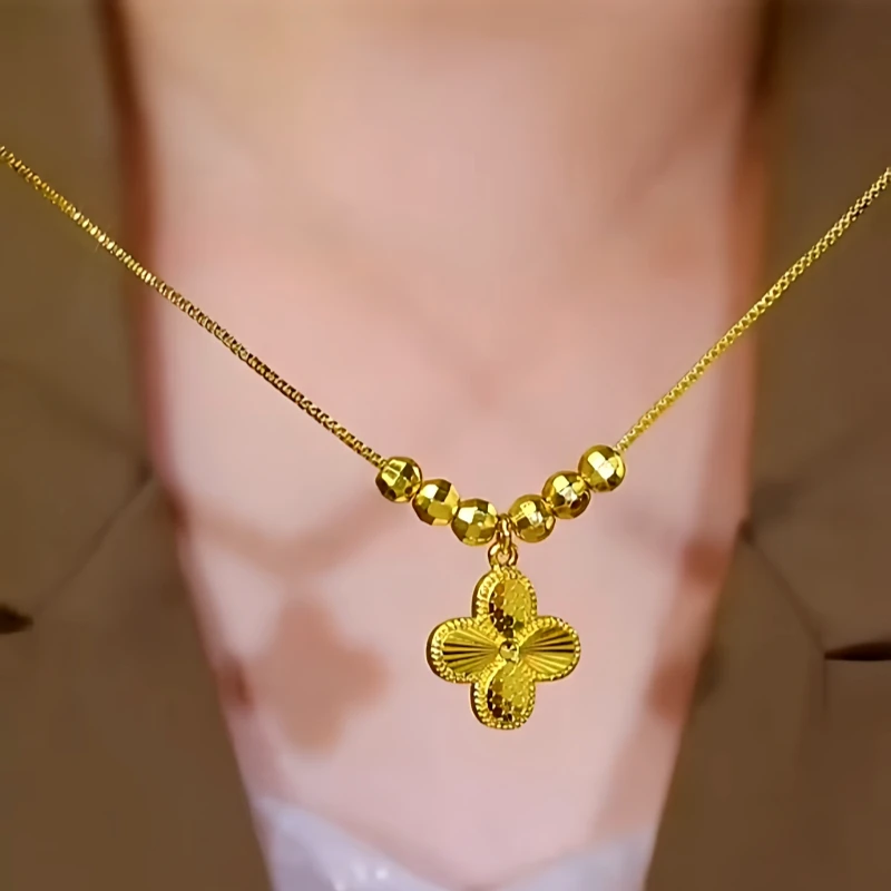 14K Gold-Plated Four-Leaf Clover Pendant Necklace - beautiful Clover Pendant Necklace