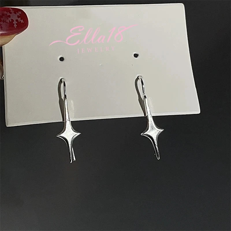 Close-up detail of the sparkling zircons and plating on the Star Ear Hooks