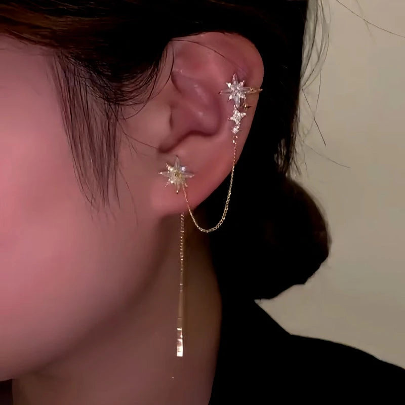 Close-up detail of the sparkling zircons and plating on the Retro Ear Cuff