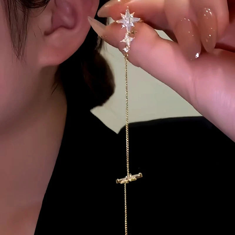 Angled view of the 14K Gold-Plated French Retro Ear Bone Clip Earrings