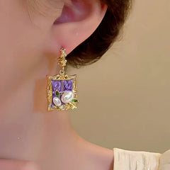 Close-up detail of the sparkling zircons and plating on the Baroque Pearl Earrings