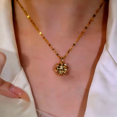 14K Gold-Plated Golden Zircon Diamond Ball Crystal Pendat Necklaces - beautiful Zircon Ball Necklace