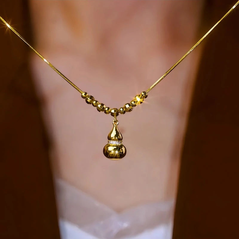 14K Gold-Plated Gourd Necklace - beautiful Gourd Luck Necklace
