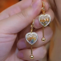 14K Gold-Plated Gradient Crystal Heart Earrings - elegant Gradient Heart Earrings
