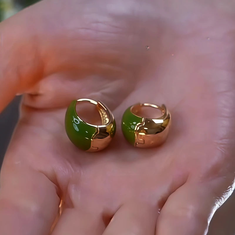 Close-up detail of the sparkling zircons and plating on the Green Enamel Drops
