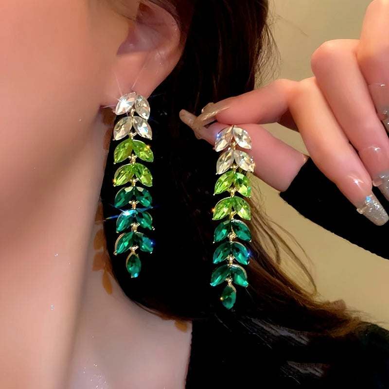 14K Gold-Plated Green Wheat Tassel Earrings - elegant Wheat Tassel Earrings